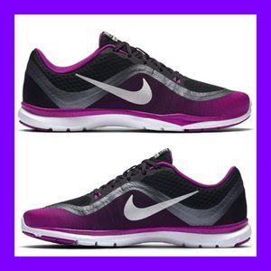 NIKE Flex Trainer 6 Print - Magenta/Black/White - Size 9